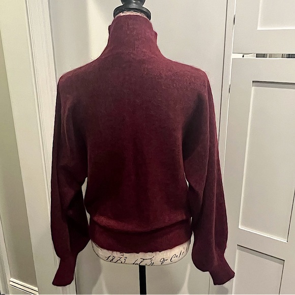 7 For All Mankind Mohair Wool Blend Balloon Sleeve Mock Neck Pullover Sw… - Picture 3 of 16